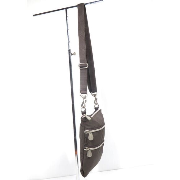 Baggallini BROWN Three Zip Nylon Crossbody Shoulder Bag Organizer - Picture 2 of 10